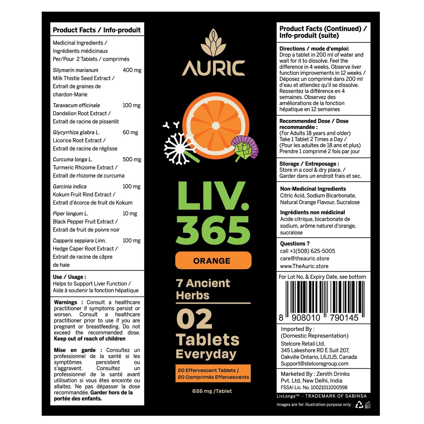 Auric Herbal Liver Support Supplement | Milk Thistle, Turmeric & More | 80 Tablets | Gluten-Free & Plant-Based