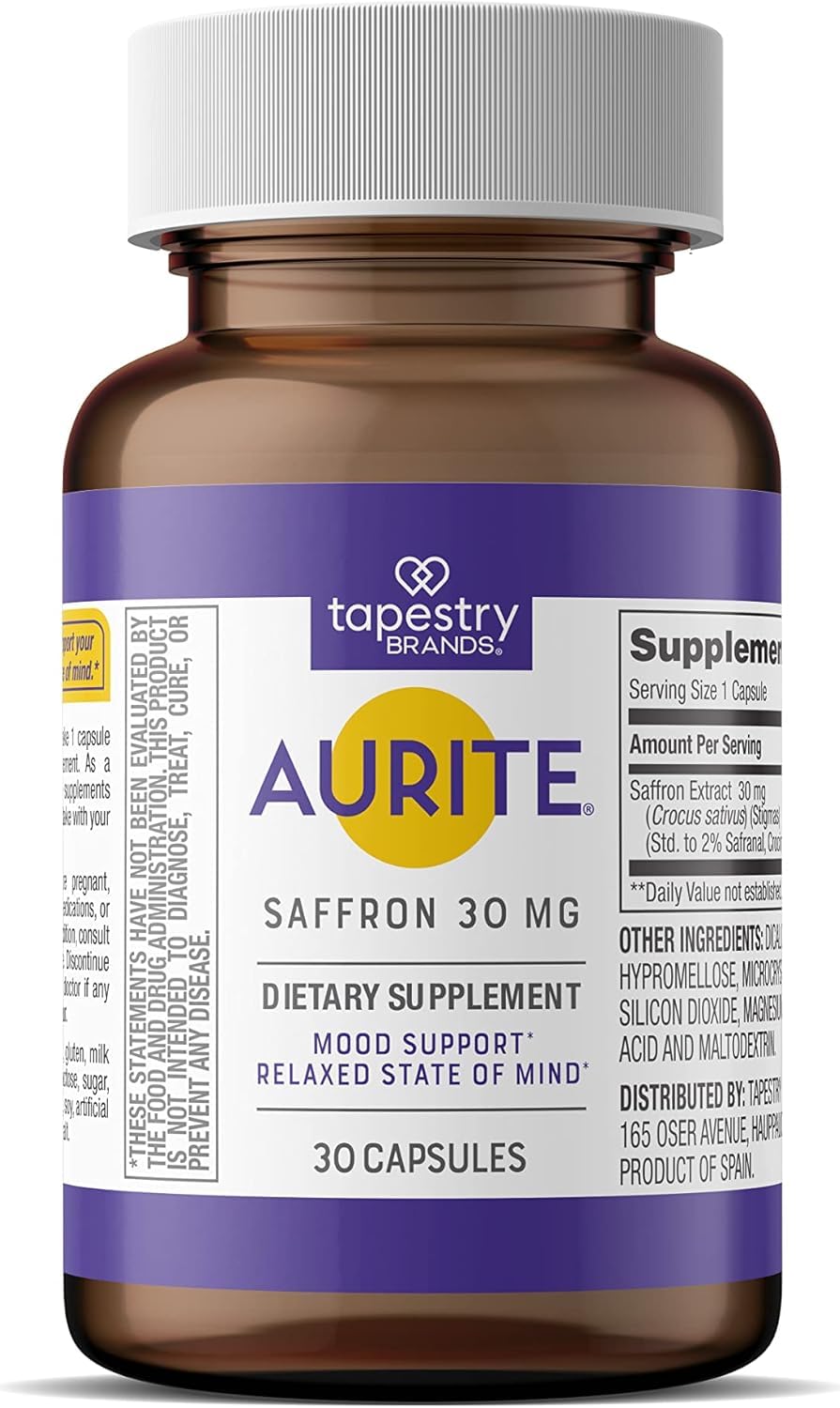 Aurite Saffron Supplement – Mood Support, Stress Relief & Cognitive Wellness | 30 Count