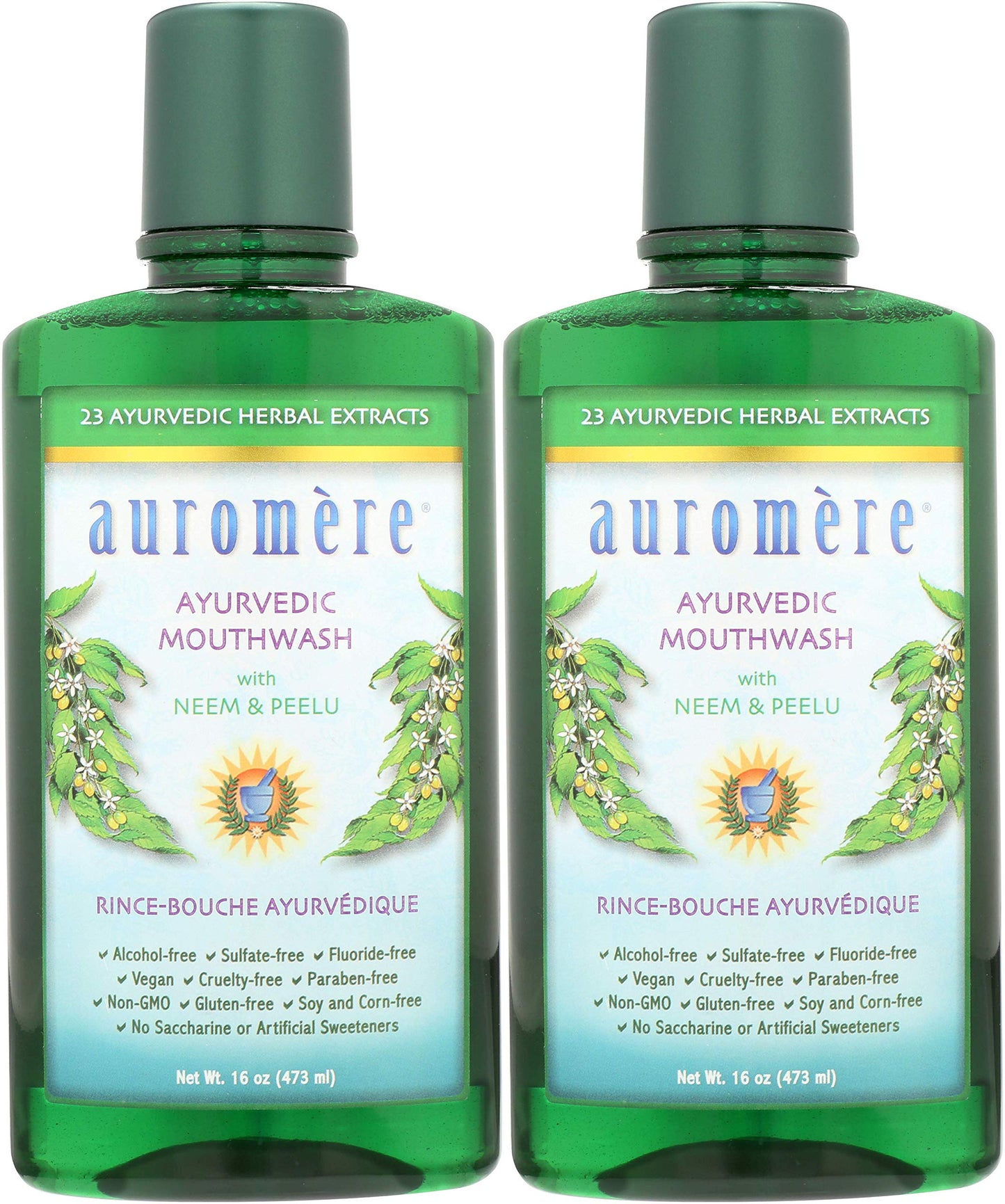 Auromere Ayurvedic Mouthwash – Vegan, Fluoride Free, Alcohol Free, Natural, Non-GMO (16 oz) 2 Pack