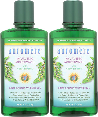 Auromere Ayurvedic Mouthwash – Vegan, Fluoride Free, Alcohol Free, Natural, Non-GMO (16 oz) 2 Pack