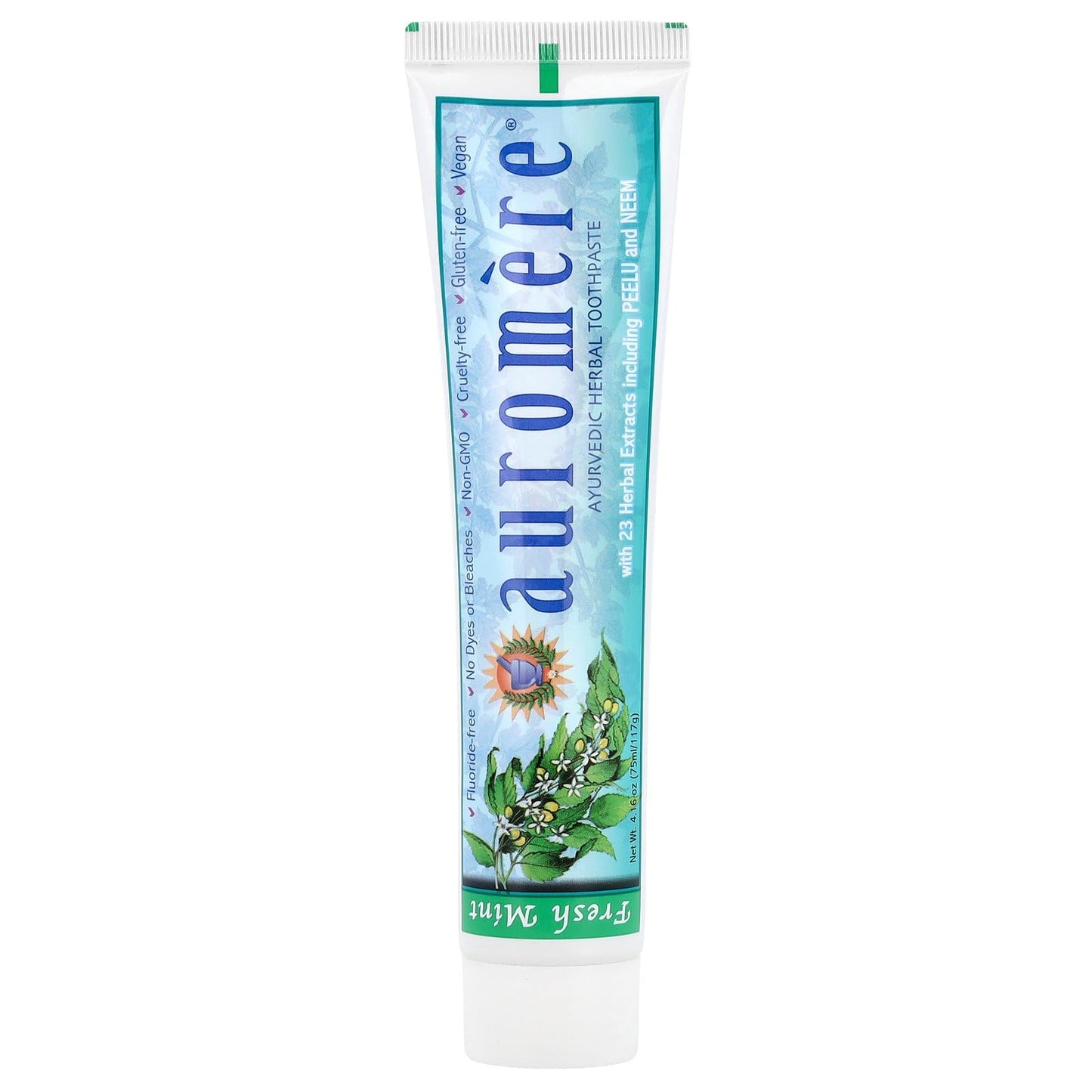 Auromere Freshmint Herbal Toothpaste, 4.16 Oz – Fluoride & Gluten-Free