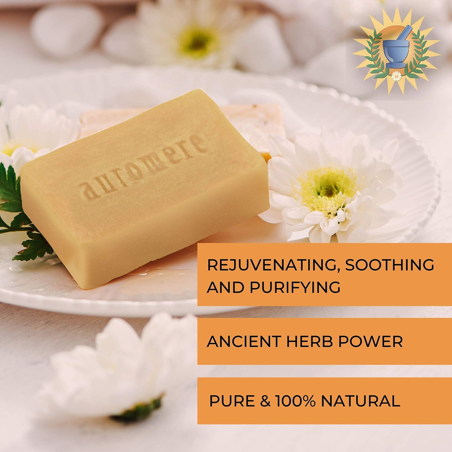 Auromere Ayurvedic Soap Variety Pack – 3 x 2.75oz Handmade Vegan Bars with Neem & Ayurvedic Herbs