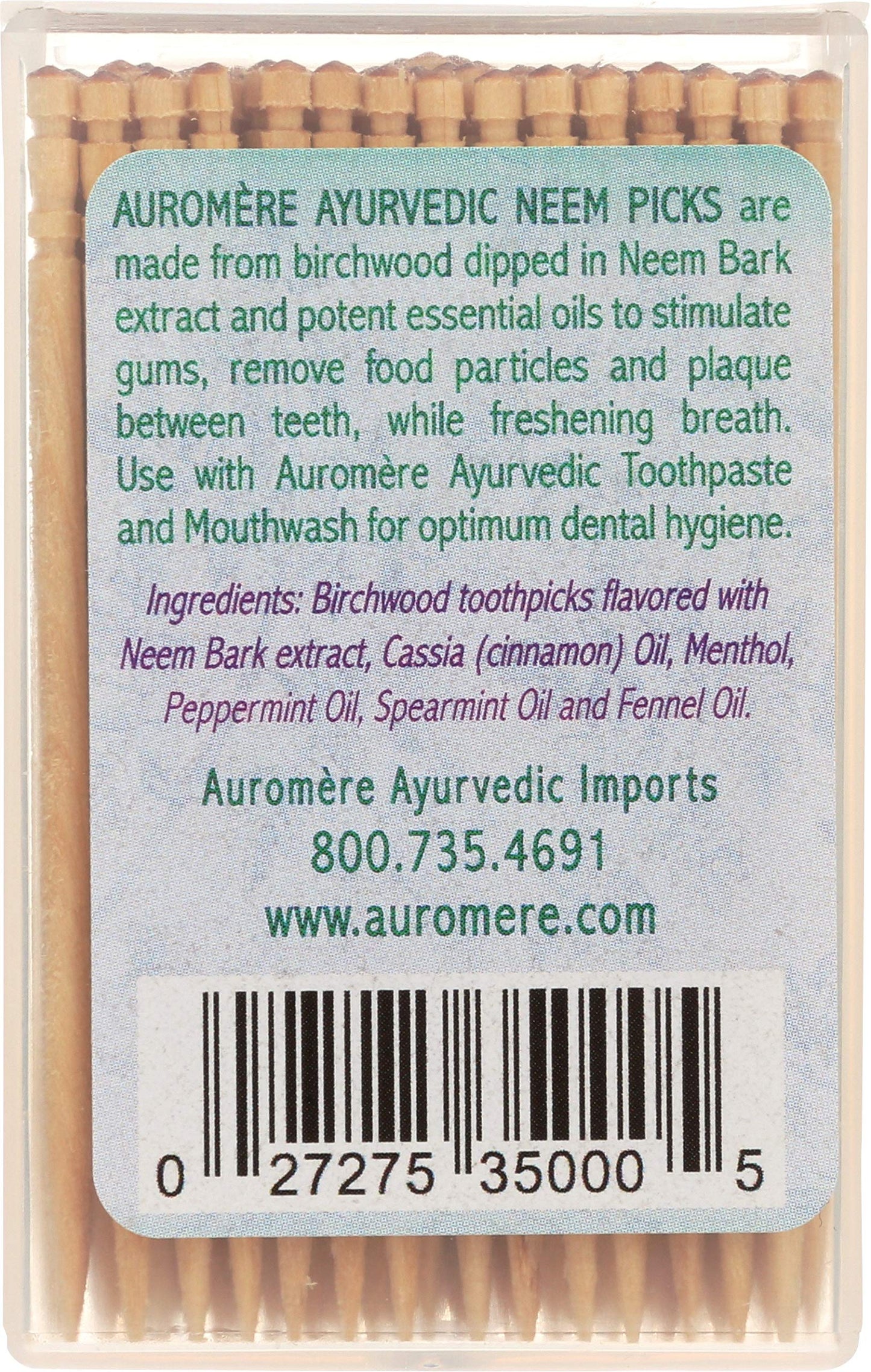 Auromere Ayurvedic Neem Toothpicks – Vegan, Natural, Non-GMO Birchwood (100 Count), 2 Pack