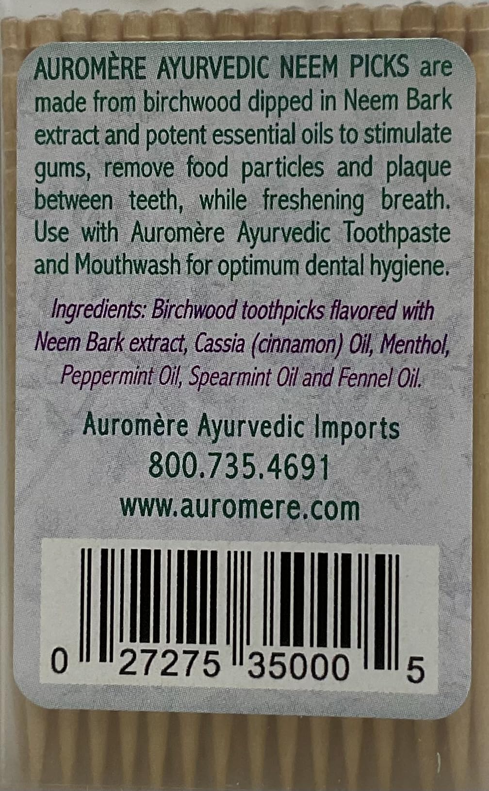 Auromere Ayurvedic Neem Toothpicks – Vegan, Natural, Non-GMO Birchwood (100 Count), 2 Pack