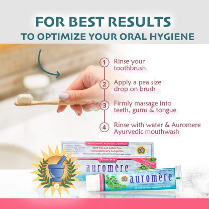 Auromere Ayurvedic Toothpaste – Cardamom Fennel, Foam-Free, Fluoride-Free, Vegan (2 Pack)
