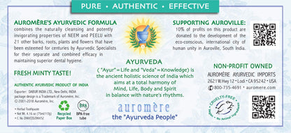 Auromere Ayurvedic Herbal Toothpaste - Fresh Mint, 4.16 oz, 2 Pack | Vegan, Fluoride Free, Gluten Free