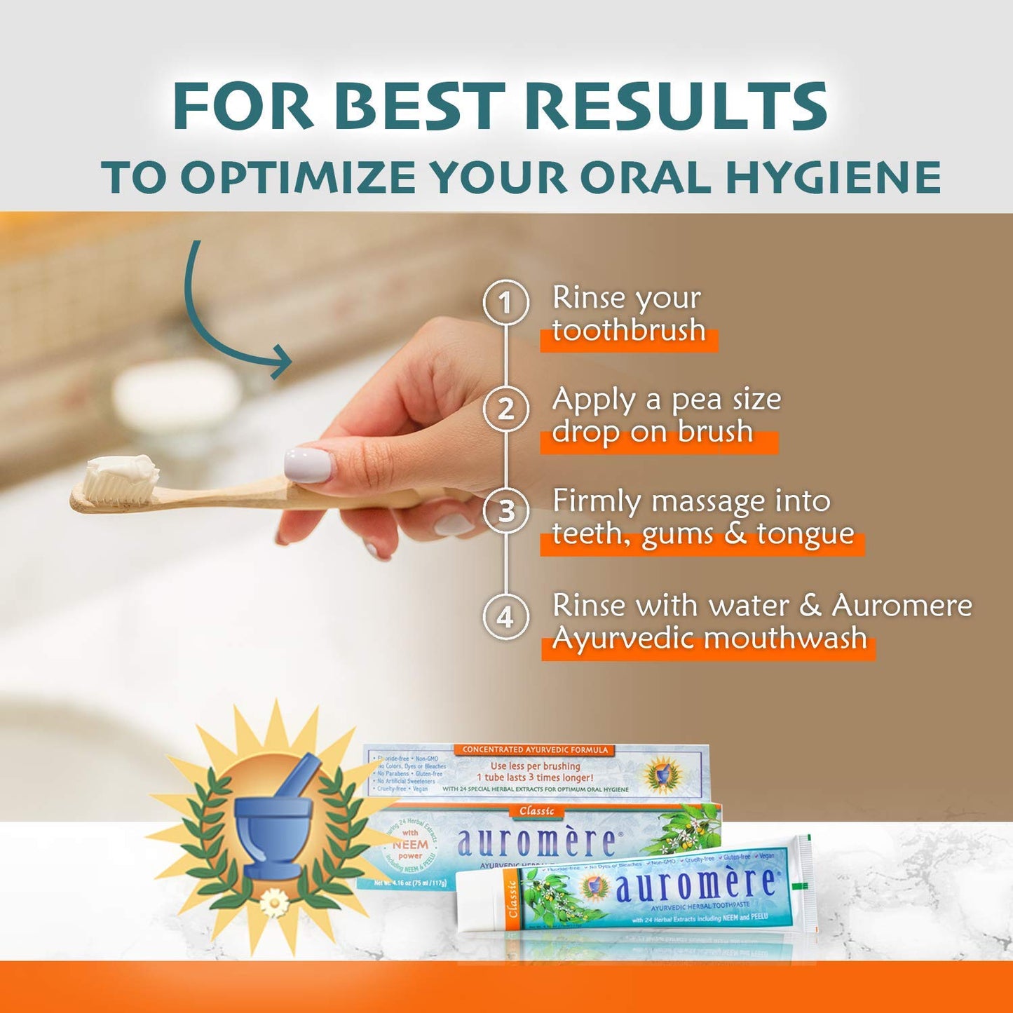Auromere Ayurvedic Toothpaste – Licorice, Neem & Peelu (4.16 oz) – Vegan & Fluoride Free