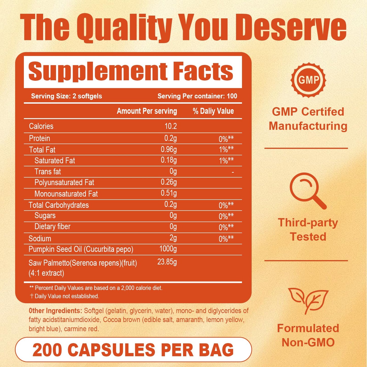 Aurove Pumpkin Seed Oil with Saw Palmetto Capsules — Cold Pressed, 200 Softgels