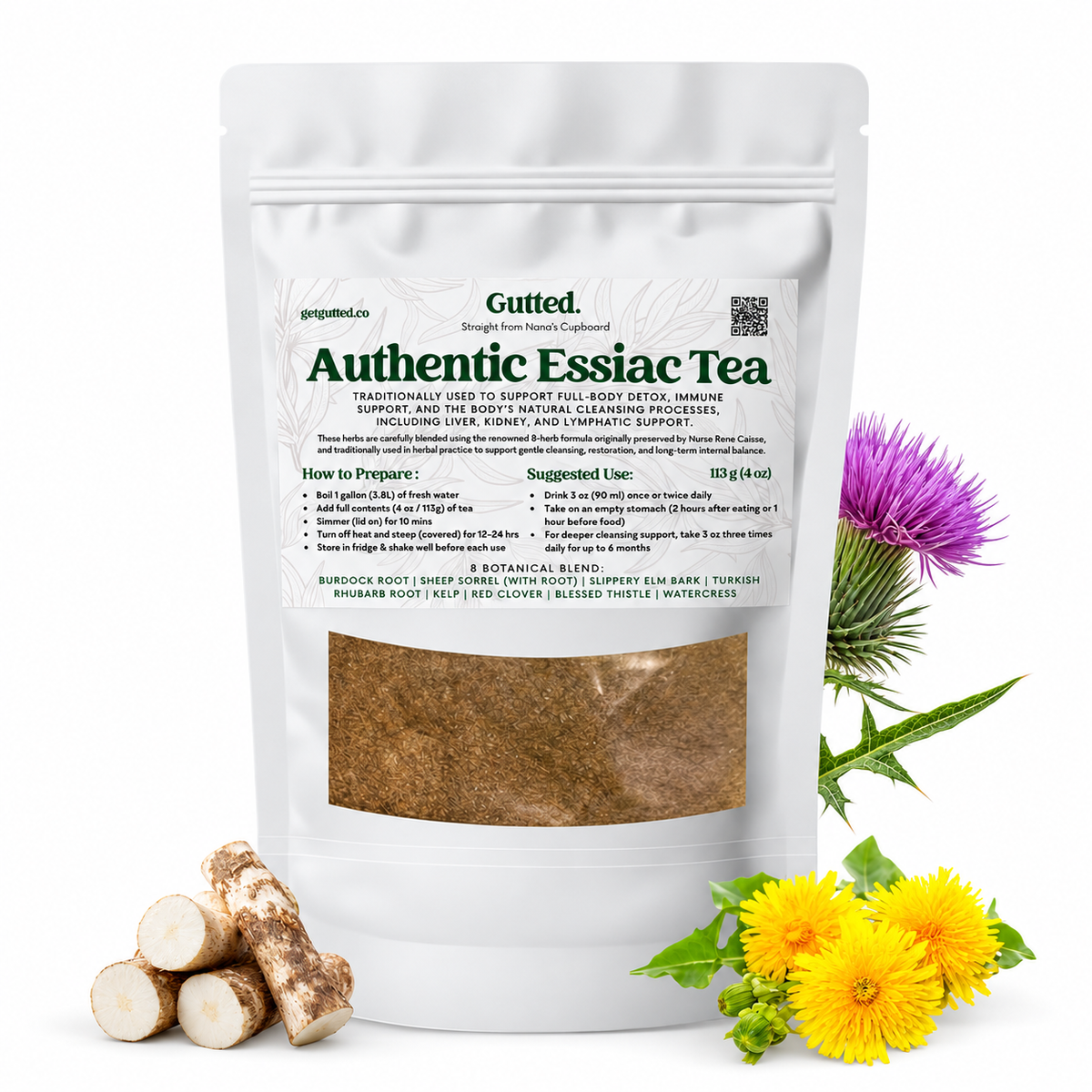 Authentic 8-Herb Essiac Tea | 4oz (112g) Loose Herbal Blend Gutted.