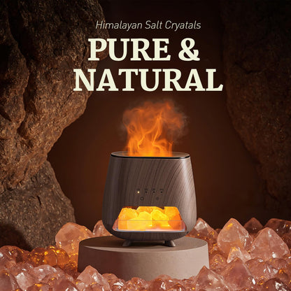 JJNJJN 200ml Wood Grain Essential Oil Diffuser – Himalayan Salt Lamp, Auto Off, 9-Color LED (Black)