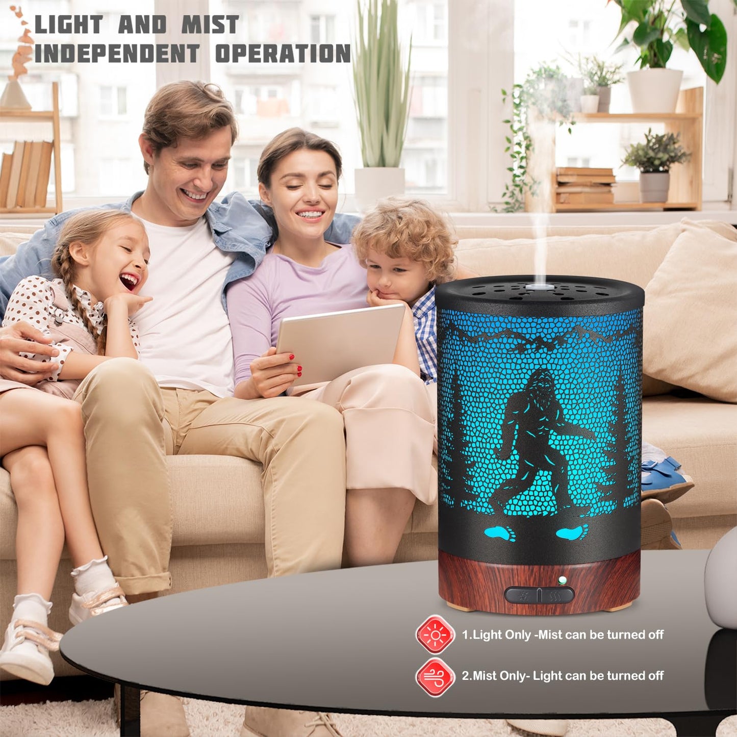 Essential Oils Diffuser | 7-Color LED Night Light | Auto-Off | Bigfoot Metal Humidifier