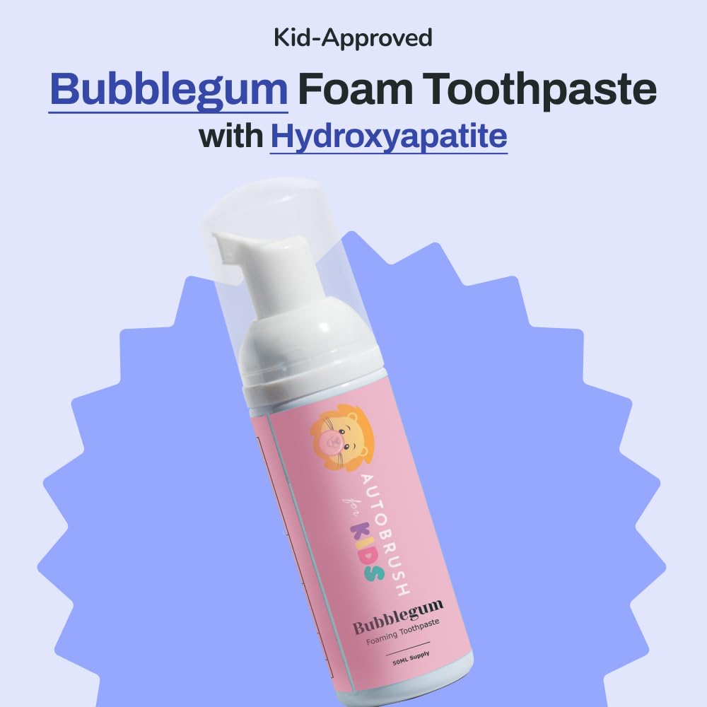 autobrush Fluoride-Free Foaming Toothpaste for Kids – Bubblegum, Whitening & Deep Cleaning
