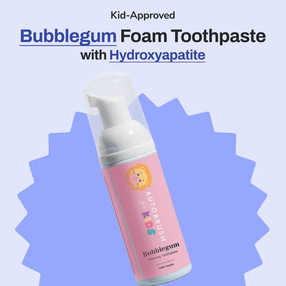 autobrush Fluoride-Free Foaming Toothpaste for Kids - Bubblegum Flavor | Pack of 3