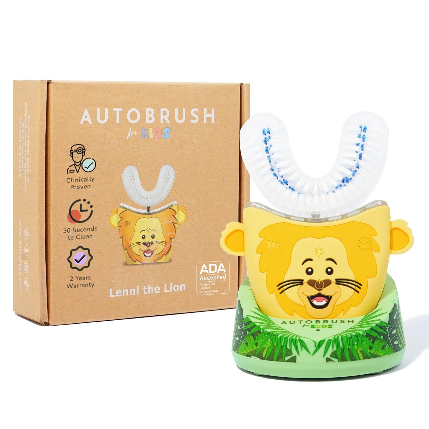 Autobrush Kids Electric Toothbrush – ADA-Approved U-Shaped, 5.1x Cleaning, Ages 6-8 | Lion