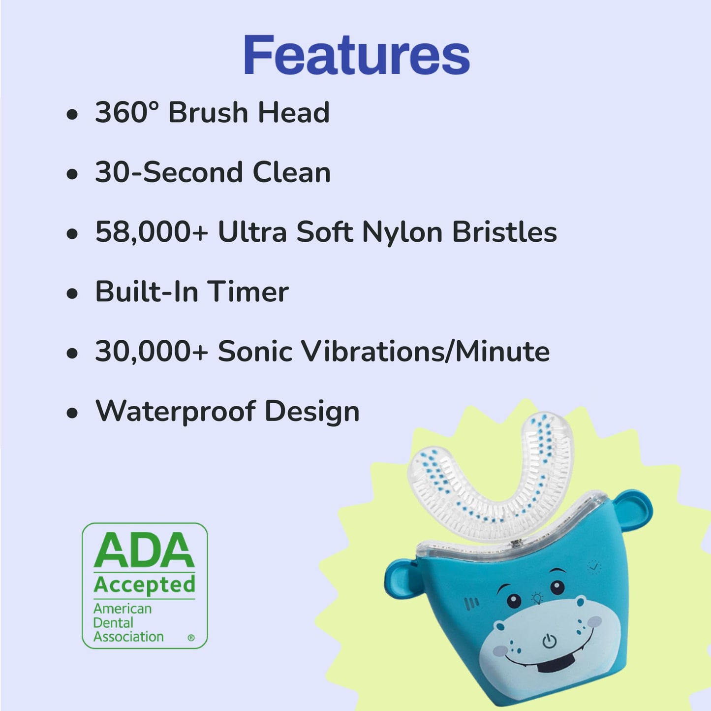 autobrush Kids Electric Toothbrush – ADA Accepted U-Shaped | 5.1x Better Cleaning