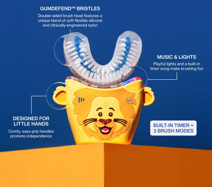 Autobrush Kids Electric Toothbrush – ADA-Approved U-Shaped, 5.1x Cleaning, Ages 6-8 | Lion
