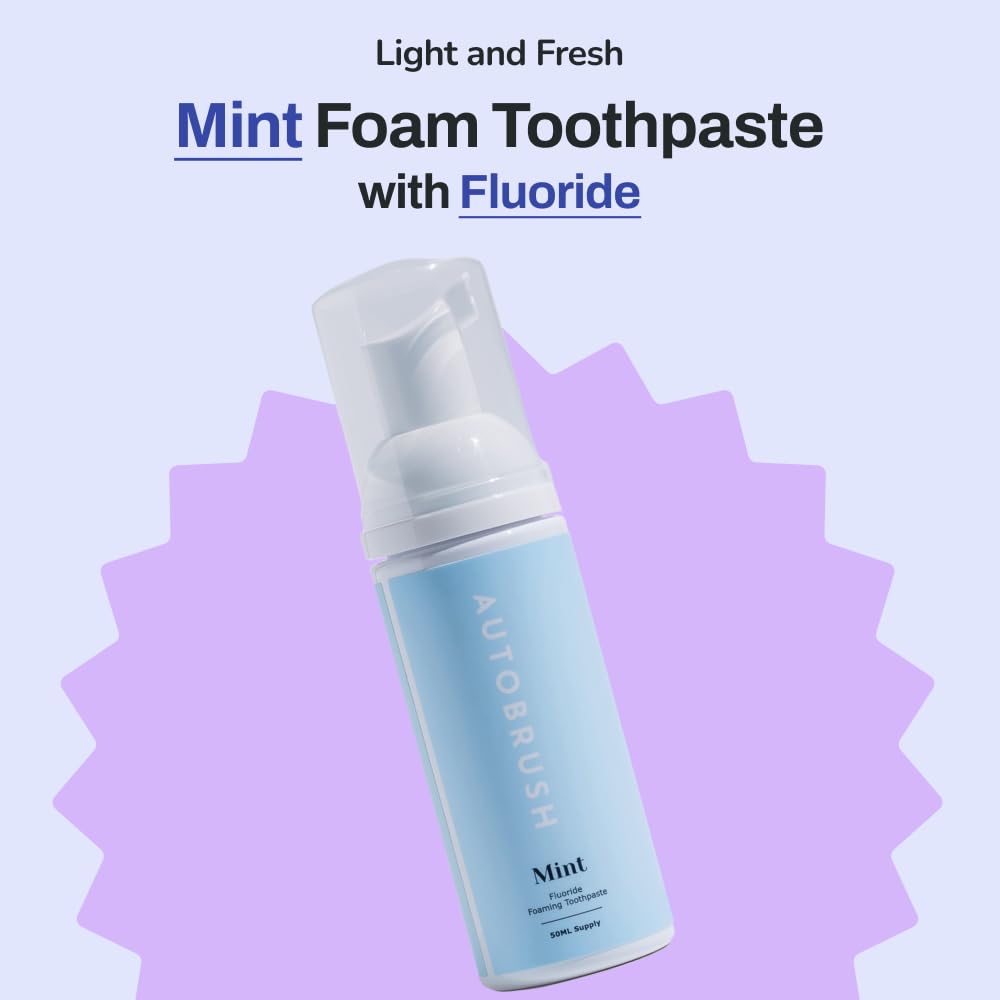 Autobrush Fluoride Foaming Toothpaste for Adults – Mint, Whitening & Deep Cleaning (3-Pack)