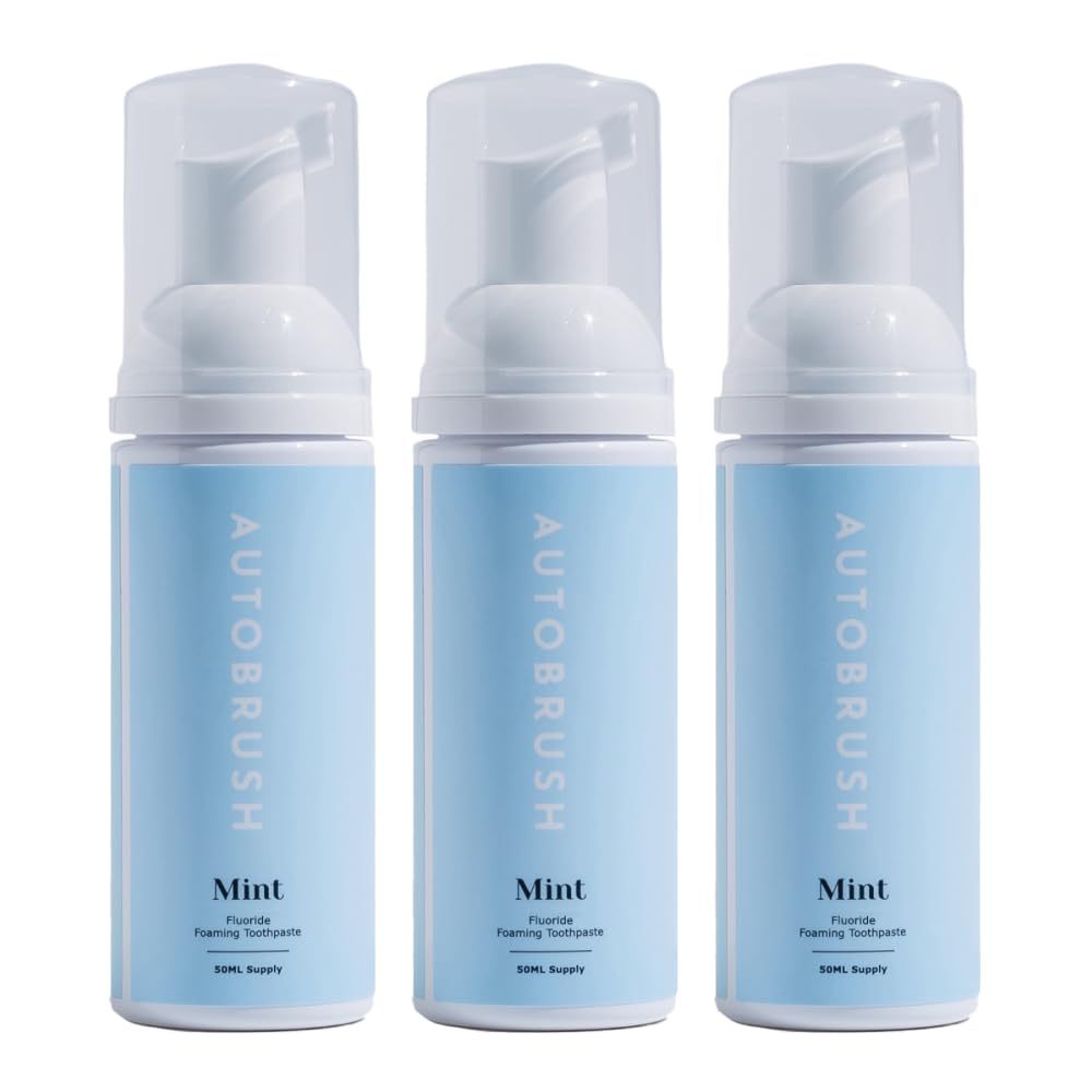 Autobrush Fluoride Foaming Toothpaste for Adults – Mint, Whitening & Deep Cleaning (3-Pack)