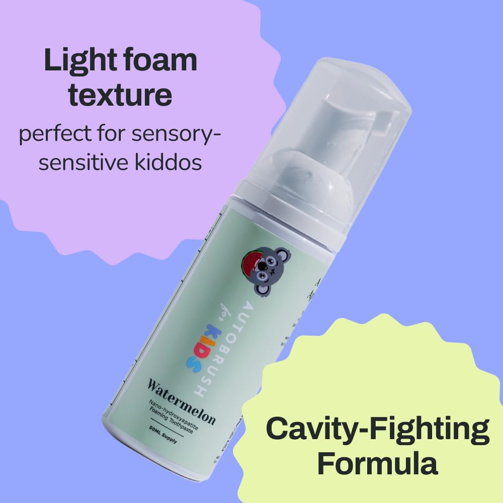 Autobrush Fluoride-Free Foaming Toothpaste for Kids - Watermelon (Pack of 3)