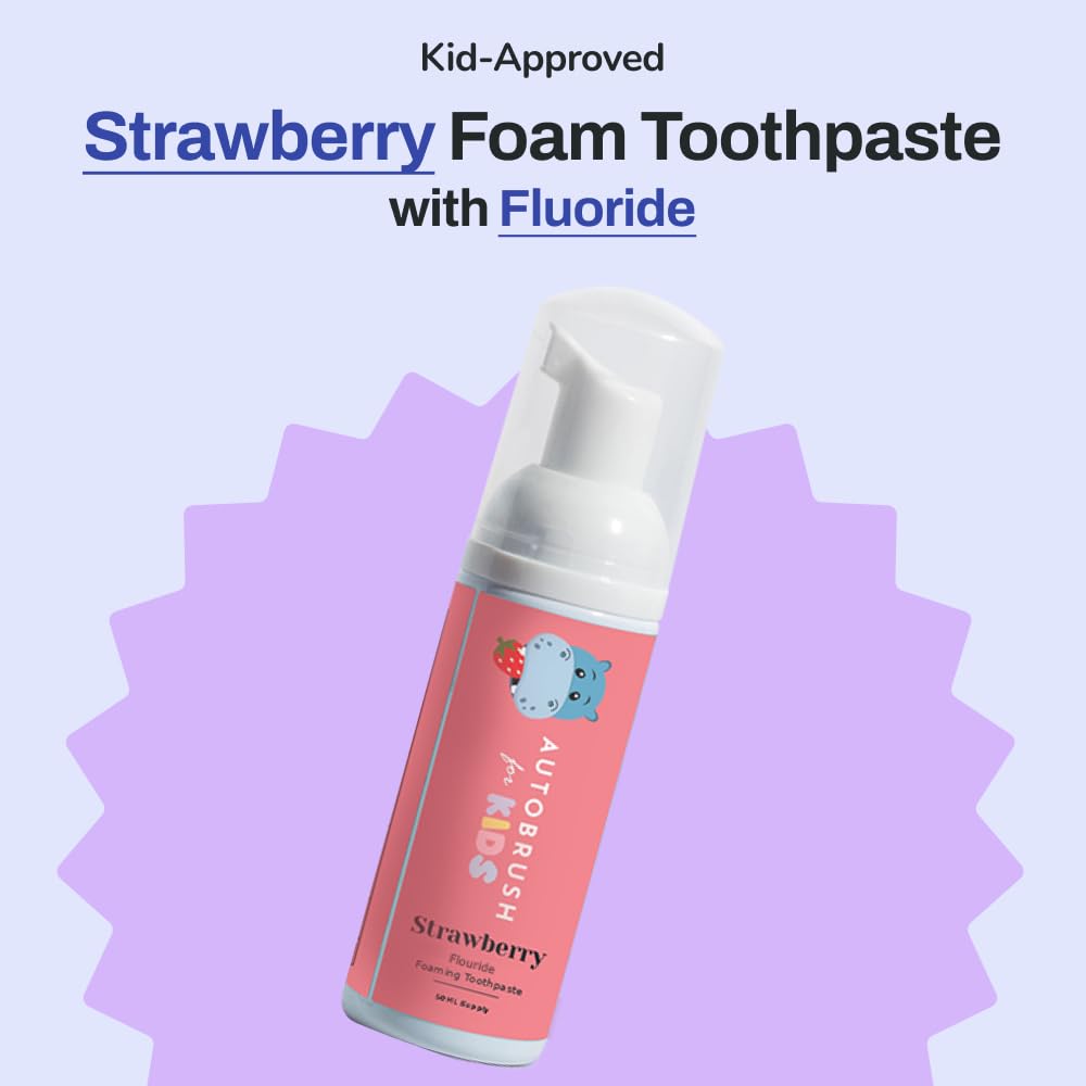 autobrush Fluoride Foaming Toothpaste for Kids – Strawberry, Pack of 3