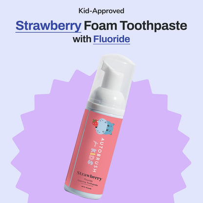 autobrush Fluoride Foaming Toothpaste for Kids – Strawberry, Pack of 3