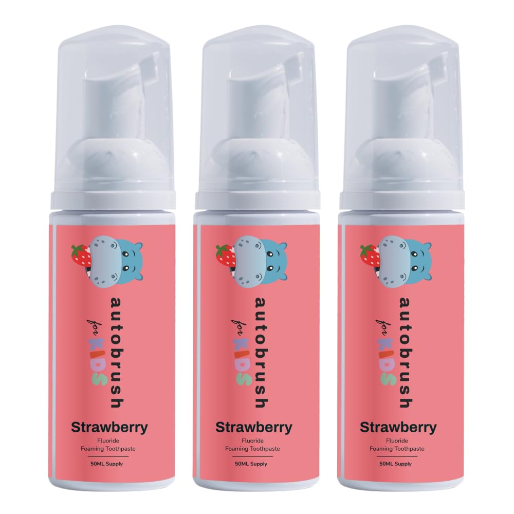autobrush Fluoride Foaming Toothpaste for Kids – Strawberry, Pack of 3