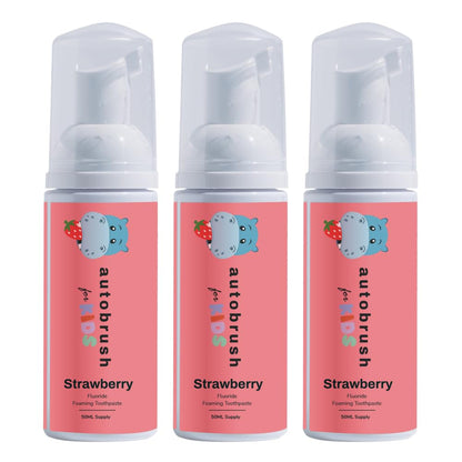 autobrush Fluoride Foaming Toothpaste for Kids – Strawberry, Pack of 3