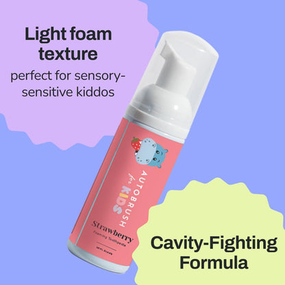 autobrush Fluoride Foaming Toothpaste for Kids – Strawberry, Pack of 3