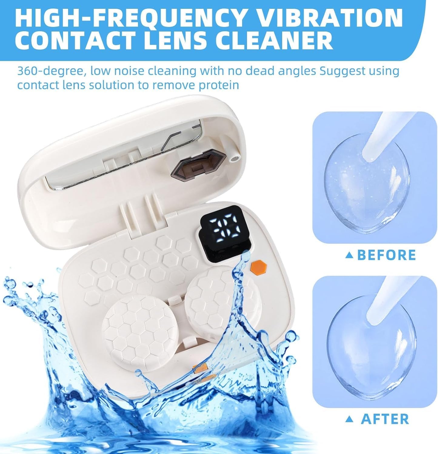 USB Ultrasonic Contact Lens Cleaner with Mirror – Soft, Colored, RGP & OK Lenses