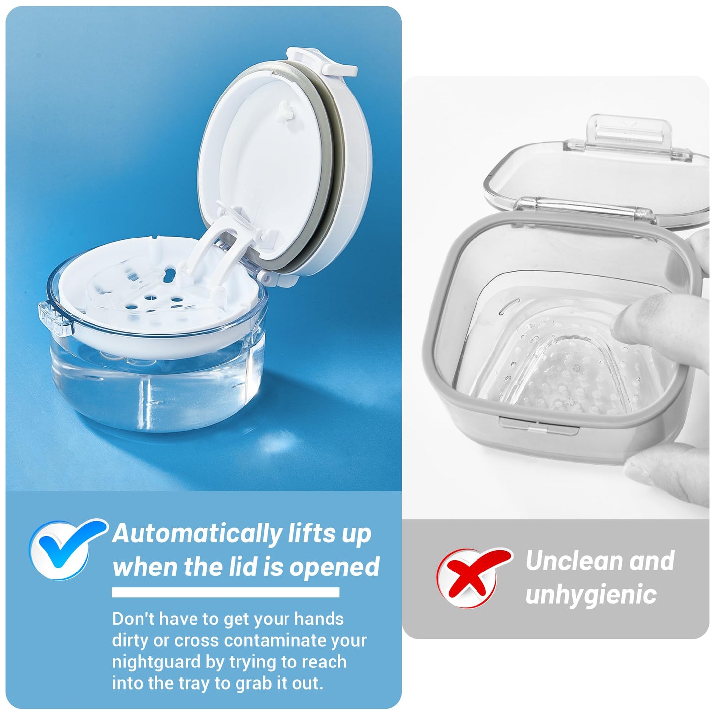 Automatic Rising Denture Bath Box Cup – Clean for Dentures & Braces