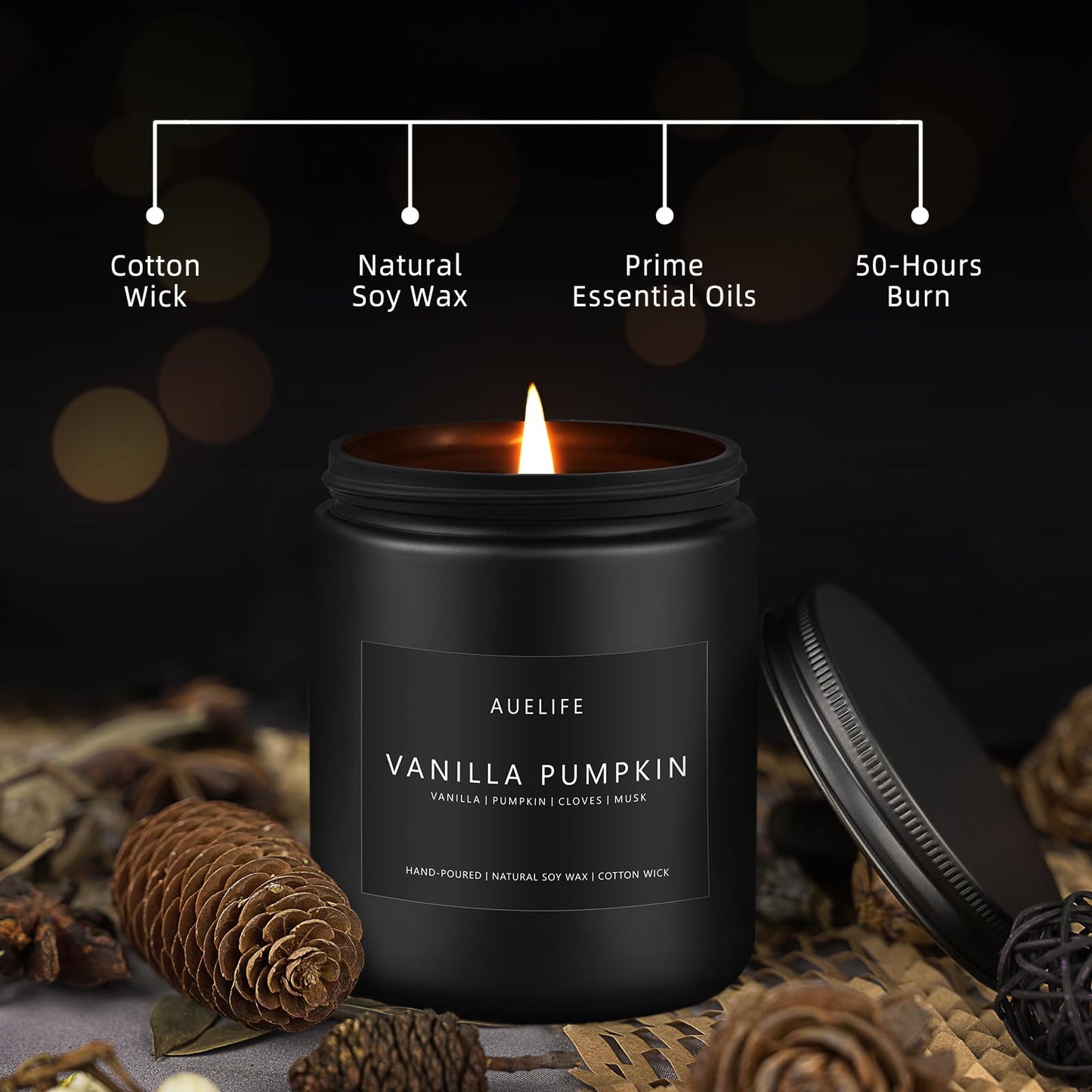 Fall Candle | Vanilla Pumpkin Scented Candle – 7 oz | Autumn Aromatherapy Gifts