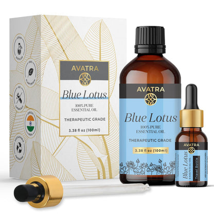 Avatra Blue Lotus Essential Oil – Undiluted, Therapeutic Grade for Diffuser, Skin & Candles (3.38 Fl Oz)