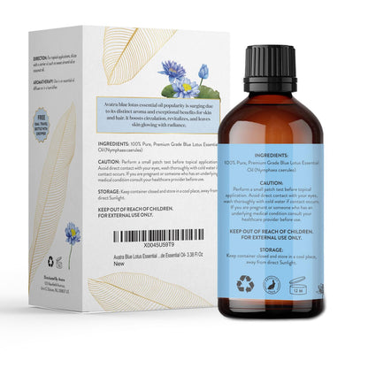 Avatra Blue Lotus Essential Oil – Undiluted, Therapeutic Grade for Diffuser, Skin & Candles (3.38 Fl Oz)