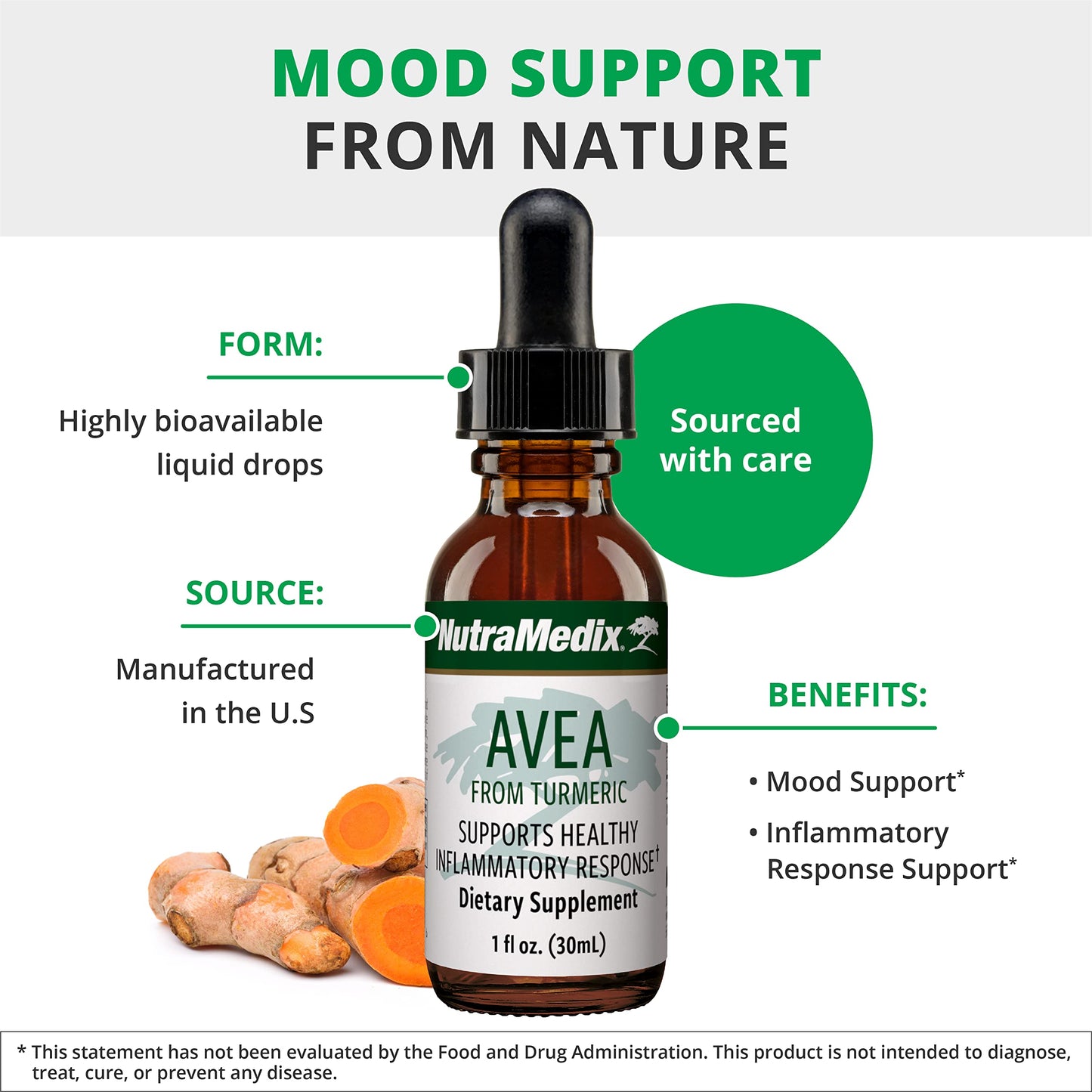 NutraMedix Avea Turmeric Extract | Liquid Turmeric Drops for Stress & Mood Support