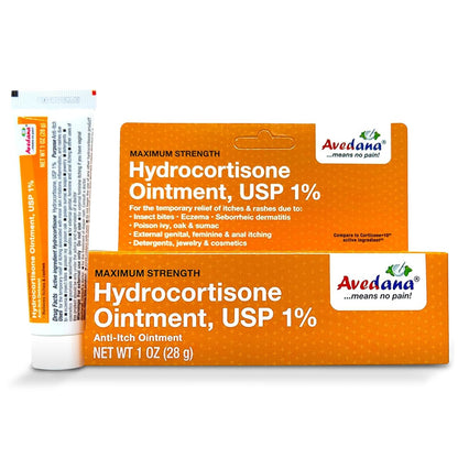 AVEDANA Hydrocortisone Ointment 1% – Maximum Strength, Waterproof Anti-Itch Relief
