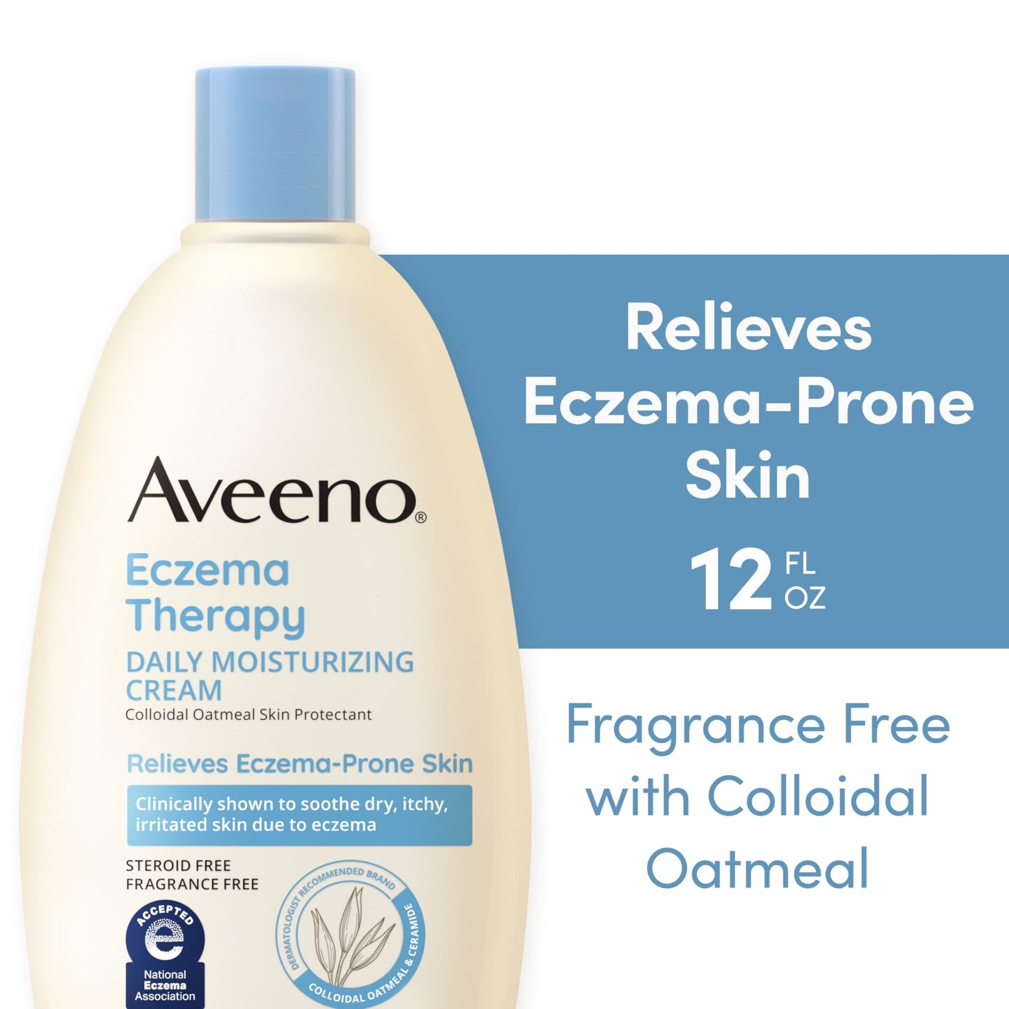 Aveeno Eczema Therapy Daily Moisturizing Cream for Sensitive Skin — Steroid- & Fragrance-Free, 12 oz