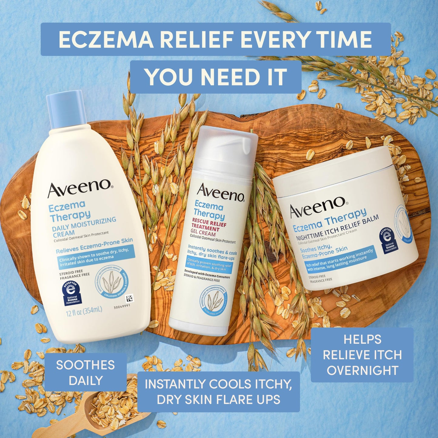 Aveeno Eczema Therapy Daily Moisturizing Cream for Sensitive Skin — Steroid- & Fragrance-Free, 12 oz
