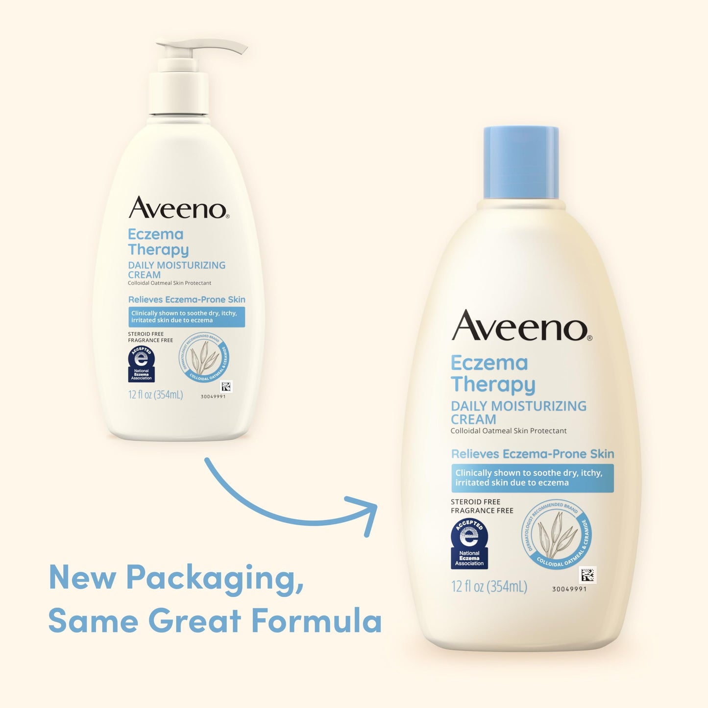 Aveeno Eczema Therapy Daily Moisturizing Cream for Sensitive Skin — Steroid- & Fragrance-Free, 12 oz