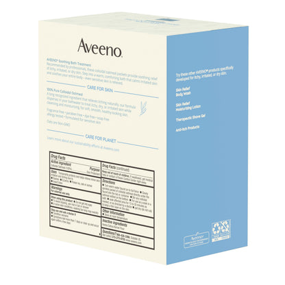 Aveeno Fragrance-Free Soothing Bath Treatment & Soak — 8 Single-Use Oatmeal Bath Packets for Itchy, Irritated Skin