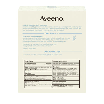 Aveeno Fragrance-Free Soothing Bath Treatment & Soak — 8 Single-Use Oatmeal Bath Packets for Itchy, Irritated Skin