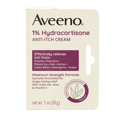 Aveeno Maximum Strength 1% Hydrocortisone Anti-Itch Cream | Triple Oat, Aloe & Vitamin E