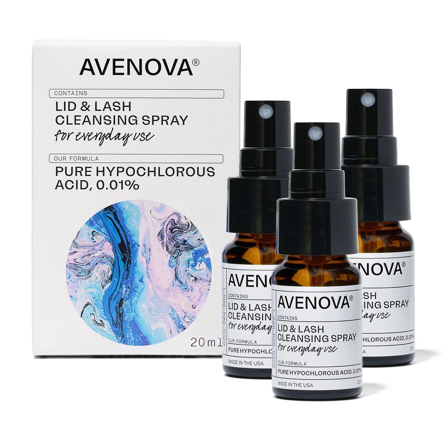 Avenova Eyelid & Eyelash Cleanser Spray – 3x20ml, Hypochlorous Eye Cleanser