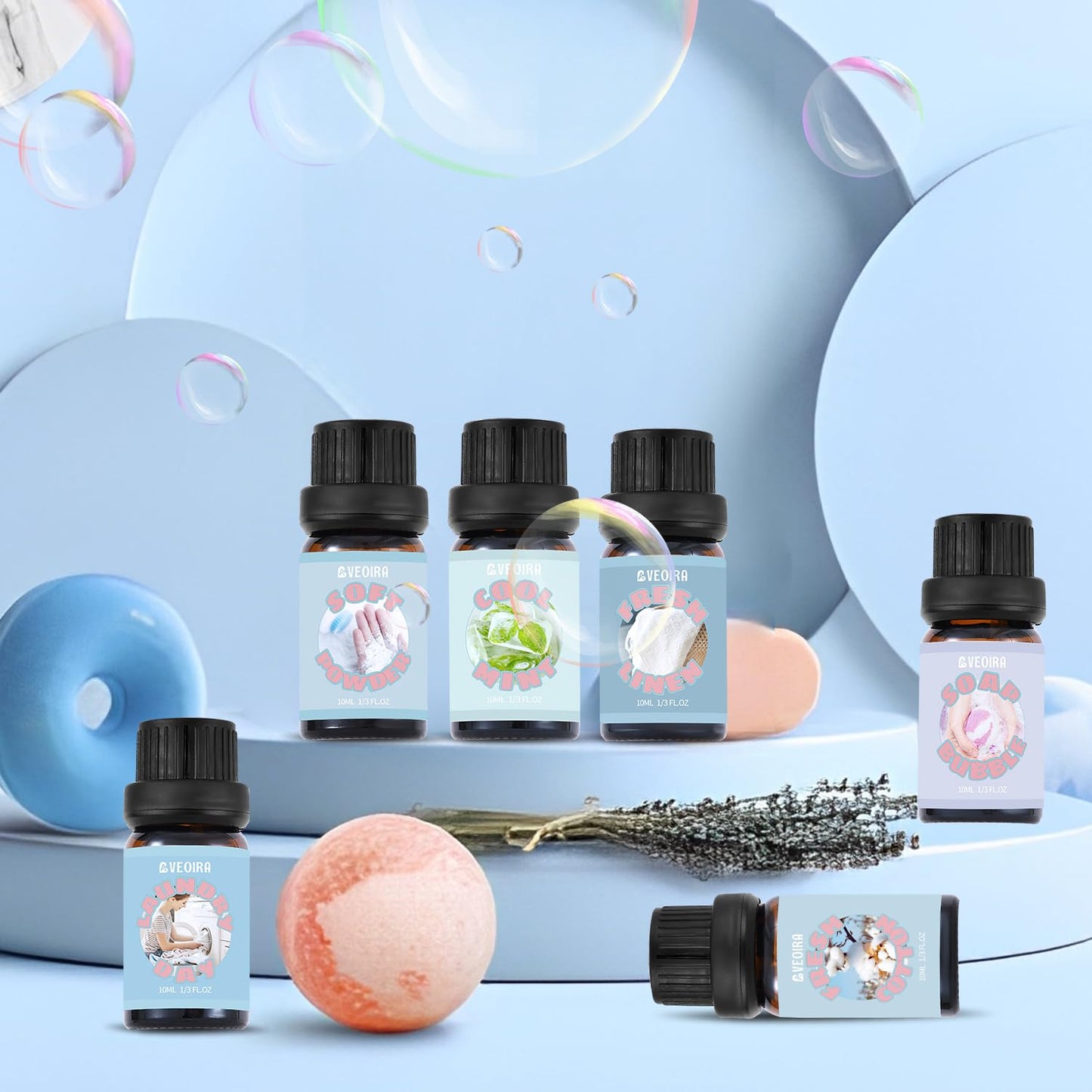 AVEOIRA Clean Fragrance Oils Set – 6x10ml for Diffuser, Candle & Soap
