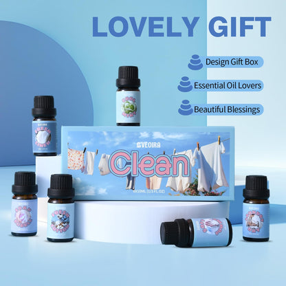 AVEOIRA Clean Fragrance Oils Set – 6x10ml for Diffuser, Candle & Soap