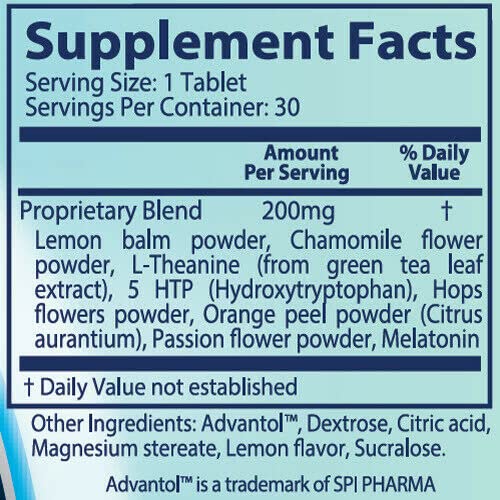 Avinol PM Quick Dissolve Chewable Tablet – Natural Sleep Supplement (Herbal Formula) – 30ct