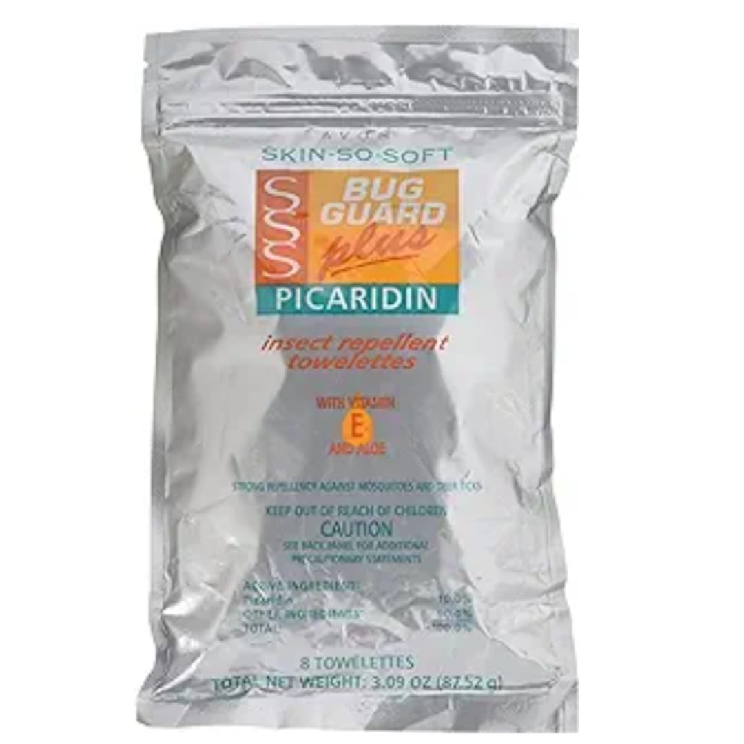 AVON Skin So Soft Bug Guard Plus Picaridin Towelettes – DEET-Free, Oil-Free, 16-Pack Resealable Travel Bag