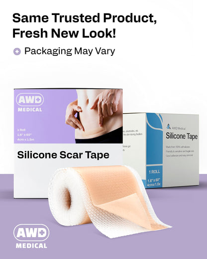 AWD Silicone Scar Tape 3 Pack – 180in Total, Reusable for Surgery & Postpartum | AWD Medical