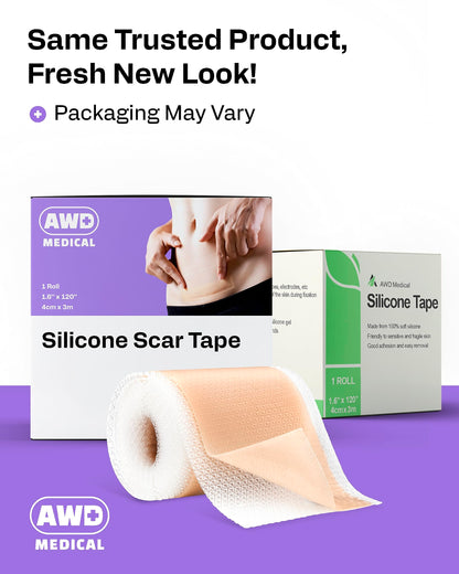 AWD Medical Silicone Scar Tape 120in Roll – Medical Grade Scar Sheets for Surgical, C-Section & Postpartum Recovery