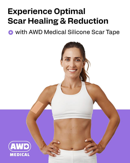 AWD Medical Silicone Scar Tape 120in Roll – Medical Grade Scar Sheets for Surgical, C-Section & Postpartum Recovery