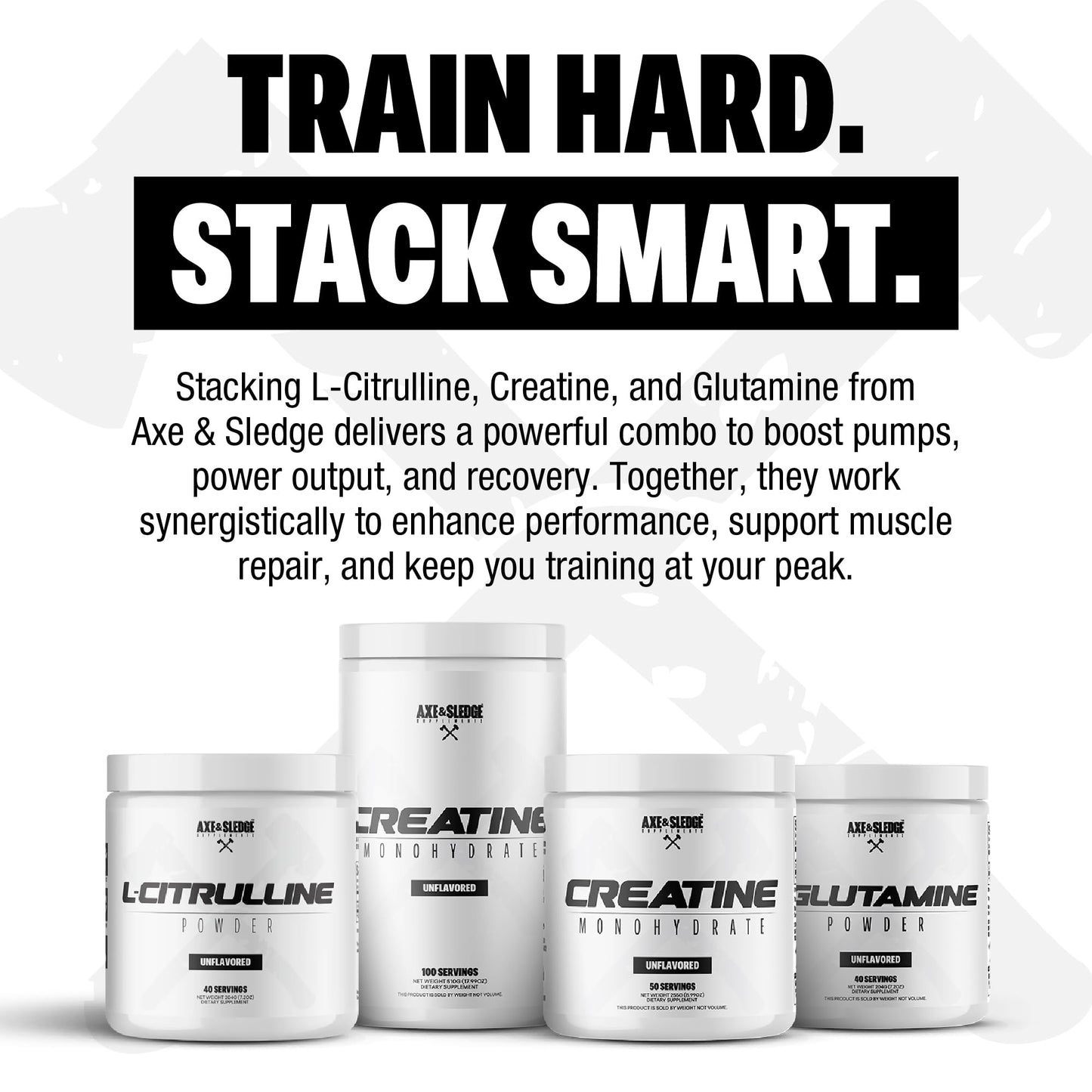 Axe & Sledge Basics Glutamine – 5g Pure L-Glutamine per Serving, Unflavored, 40 Servings